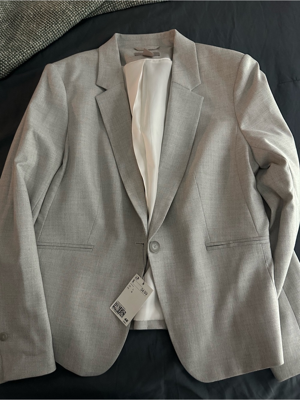 H&M Gray Women's Single-Button Tailored Blazer NEW